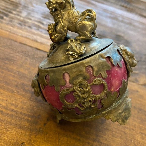 Antique incense burner Kashmir ruby dragon - Picture 6 of 8